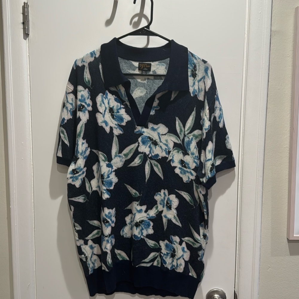 100% Cashmere J. Crew Floral Polo